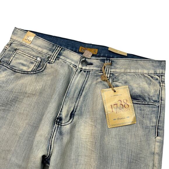 1738 Dynasty Straight Leg Jeans Mid-Rise Acid Wash Denim NWT Mens 36x34 - Picture 3 of 6